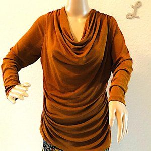 Soft Surroudings Shirred Top with Soft Cowl Neck
